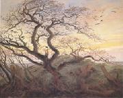 Caspar David Friedrich Tree with Crows Tumulus(or Huhnengrab) beside the Baltic Sea with Rugen Island in the Distance (mk05) France oil painting artist